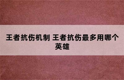 王者抗伤机制 王者抗伤最多用哪个英雄